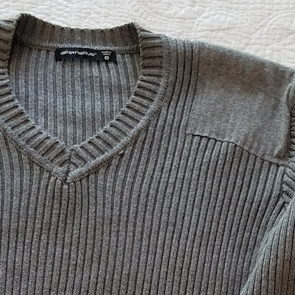 Men's Alternative Cotton Ribbed Sweater Gray M